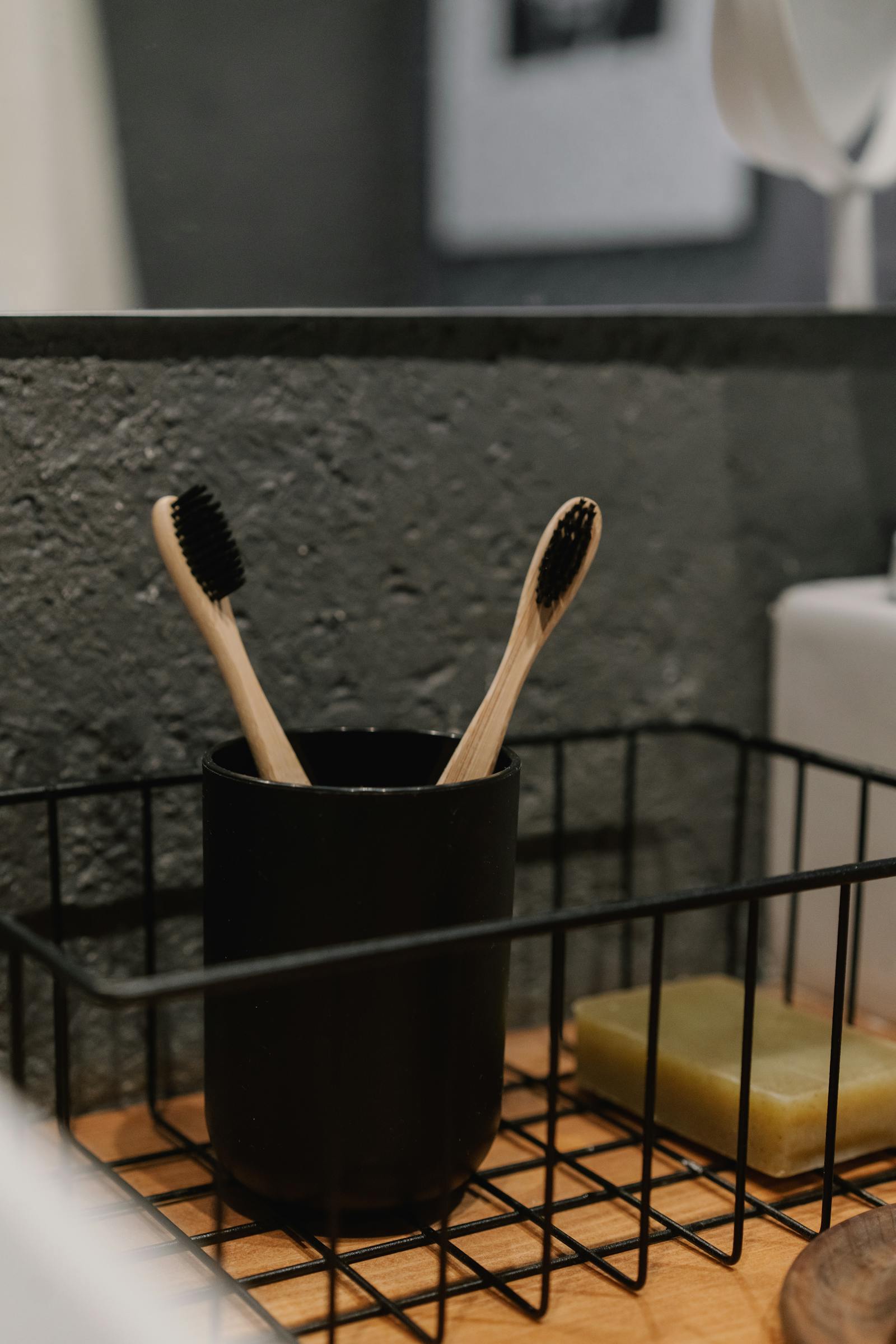 Daily oral hygiene routine still-life