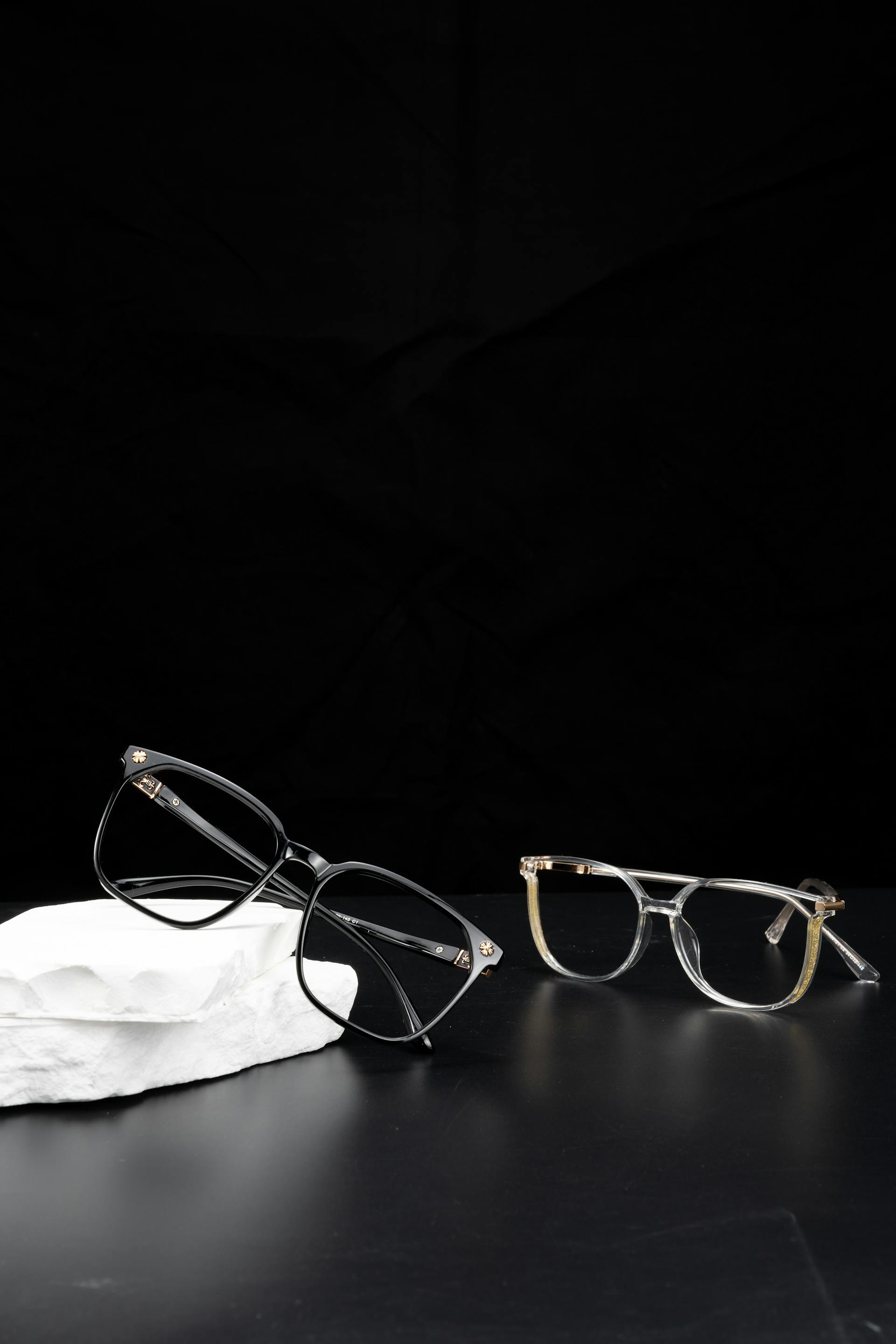 Curated designer eyewear frames on display