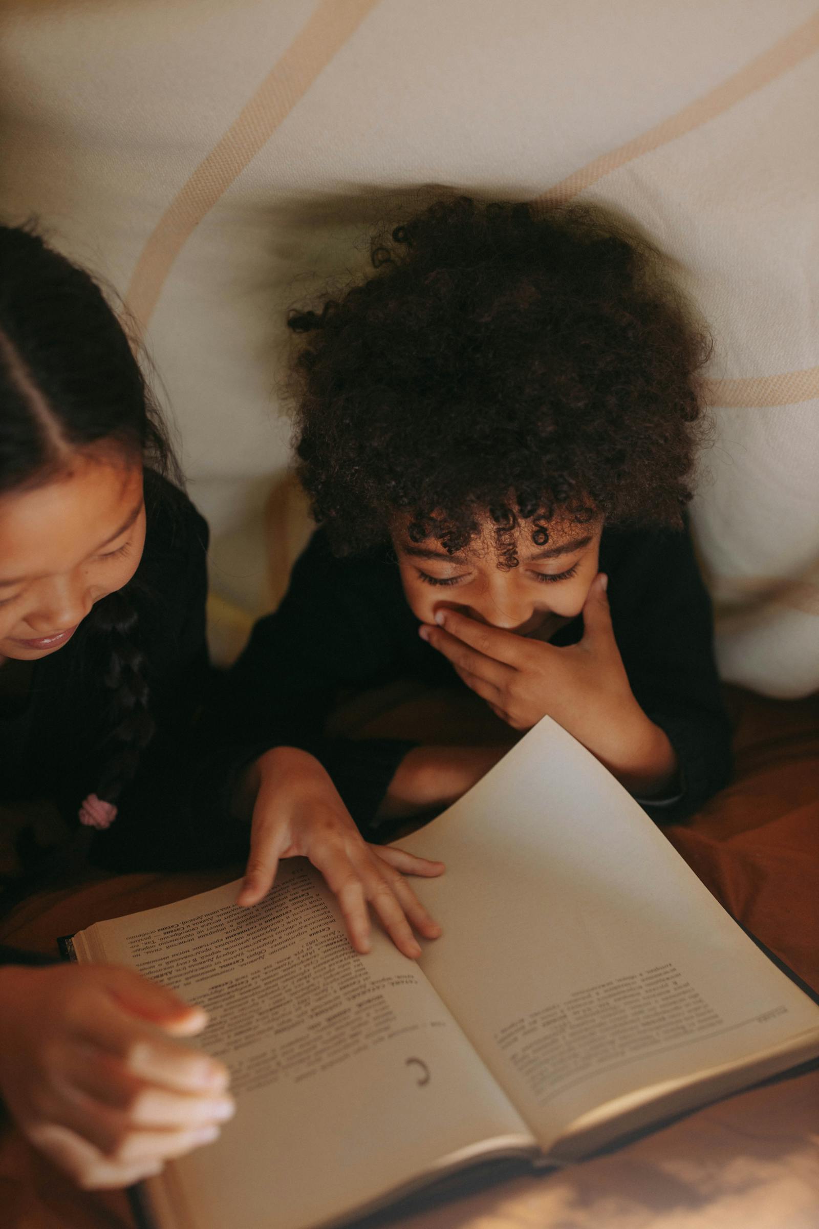 Child reading in natural daylight